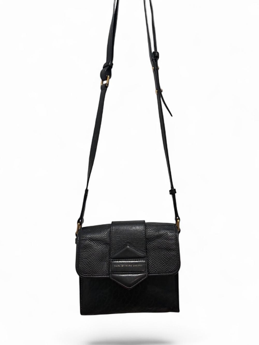 Marc by Marc Jacobs Black Leather Crossbody with Textured Flap